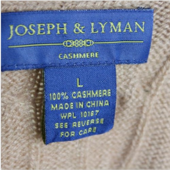 Joseph & Lyman Men's Cashmere Sweater Large Beige - Picture 7 of 7